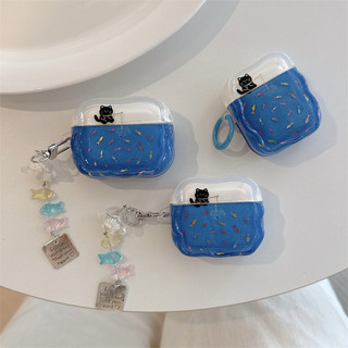 Mèo con fishes.for Airpods4 Airpod 1 / 2 3 Pro Pro2 pro3 Vỏ tai nghe Bluetooth không dây Vỏ bảo vệ tai nghe AirPods Pro i3 i4 pro3