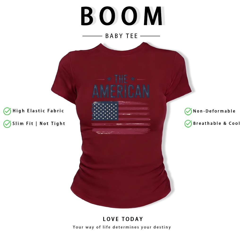 BOOM Áo Baby Tee Nữ Cotton Ôm Body-Áo Thun Ngắn Tay Y2K In Hình PhongCách Mùa Hè, Cổ Tròn Hàng Đầucách hàn quốc phongR09