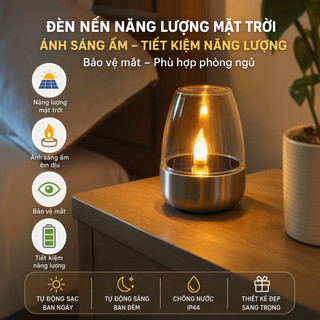 Đèn nến năng lượng mặt trời Đèn ngủ LED ấm áp Chăm sóc mắt Trang trí phòng ngủ Sân vườn lãng mạn