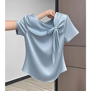Mùa hè Áo Thun Ngắn Tay Nữ Phong Cách Mới, Nơ Buộc Ôm, Phù Hợp Nhiều Màu Sắc
