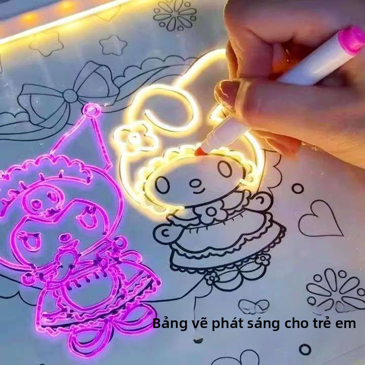 【🇻🇳Có sẵn kho】Bảng vẽ phát sáng tự làm Bảng viết tay Bảo vệ mắt trẻ em Bảng vẽ Bút miễn phí Đồ chơi xóa được