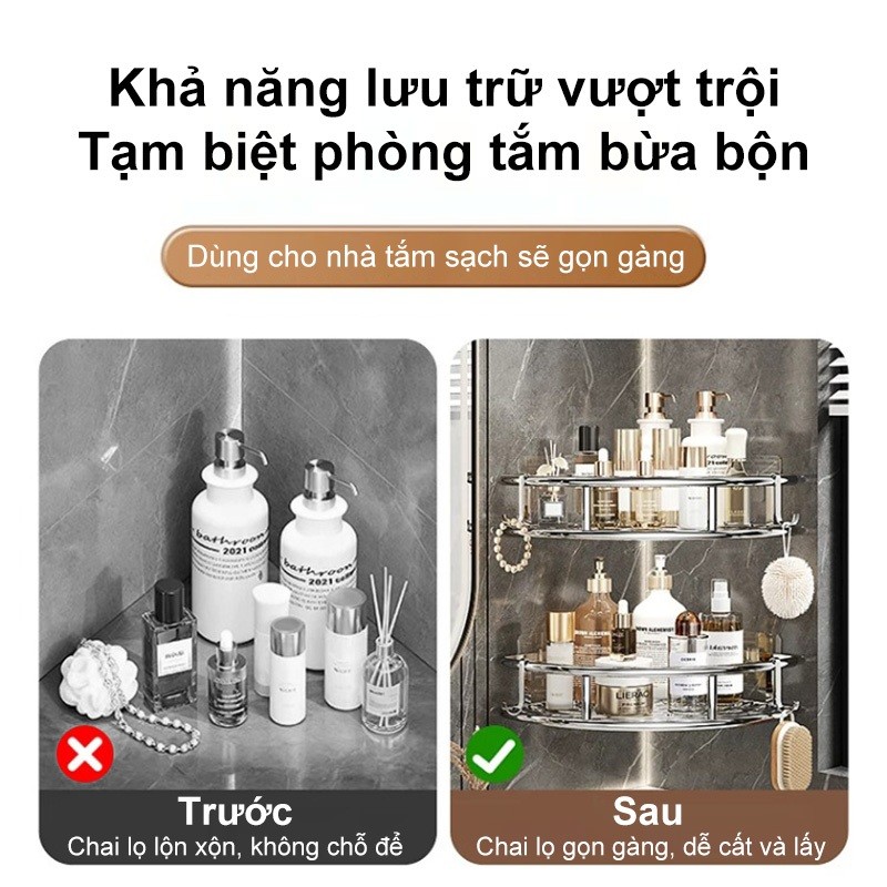 𝐎𝐥𝐢𝐟𝐞 Kệ Góc INOX Hàng Đẹp Chống Gỉ Kệ Để Đồ Phòng Tắm Dán Tường + Miếng Dán Kệ Góc Nhà Tắm Dán Tường