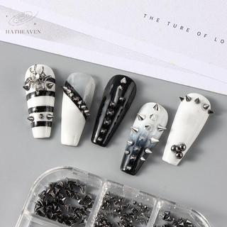[hatheaven] 6 Lưới Y2K Punk Kim Loại Đinh Tán Móng Tay Quyến Rũ Nón Hỗn Hợp Bạc Kích Thước Móng Tay Nghệ Thuật Đinh Tán 3D Hợp Kim Phong Cách Spike Cho DIY Trang Trí Móng Tay Đẹp