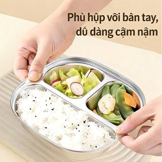 Thép không gỉ Bé Đĩa Capybara Thiết Kế 3 Ngăn Thìa Dễ Dàng Vệ Sinh Khay Ăn Trưa Cho Bé