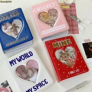HOMELYHUB Hộp Đựng Photocard, Trái Tim Tình Yêu 64 Túi Album Ảnh, PVC Rỗng Thẻ Tên Nam