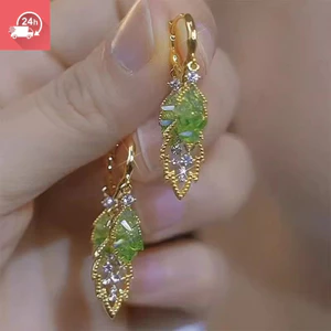Bông tai nữ zircon kim cương vàng phong cách Pháp, cá tính