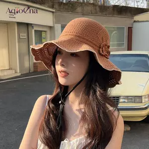 AqToCna Mũ Chống Nắng Vành Lớn Phong Cách Pháp, Dệt Kim,Che Chắn Tốt Mùa Xuân-Hè