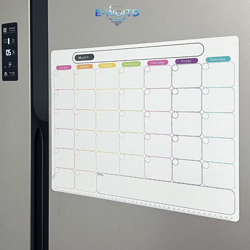 E-WOITD Tủ Lạnh Từ Tính Khô Xóa Lịch Công Cụ Lập Kế Hoạch Hàng Tháng Bảng Trắng Ghi Lại Bảng Tin Nhắn Memo Pad Nhà Bếp Tủ Lạnh Trang Trí E-WOITD