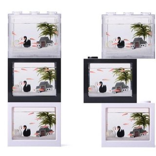 Mini Nhựa Cá Để Bàn Bể Cá ABS Chất Liệu Đèn LED Nhỏ Thú Cưng Trang Trí Nhà