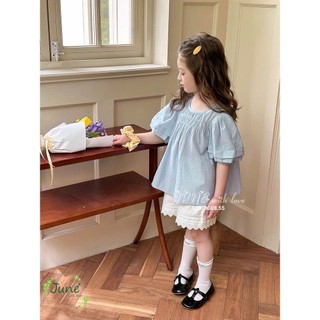 12-42kg (hàng thiết kế) Set áo xanh tay bồng mix quần đùi Sara min