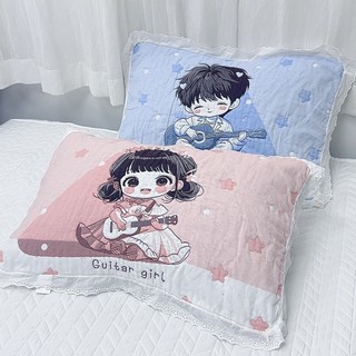 Hàng sẵn có Sản phẩm mới Puff Cotton Gạc Gối Một Cặp Đôi Hoạt Hình Dễ Thương Gối Ký Túc Xá Ren Bốn 84UH