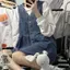 Đầm Denim nữ Xuân Thu Phong cách mới Phong cách Hồng Kông Thiết kế sang trọng Váy Niche Váy chữ A không tay