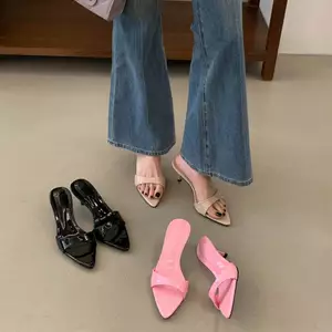 TT Bằng Sáng Chế Da Mũi Nhọn Dép Mùa Hè 2026 Phong Cách Mới Stiletto Nữ Flip-Flops Sandal Cao Gót