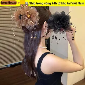 SNUGHOUSE Nắm Kẹp, Móng Vuốt Tóc Nhựa Hoa Mẫu Đơn, Thời Trang Tua Rua Cá Mập Kẹp Cô Gái