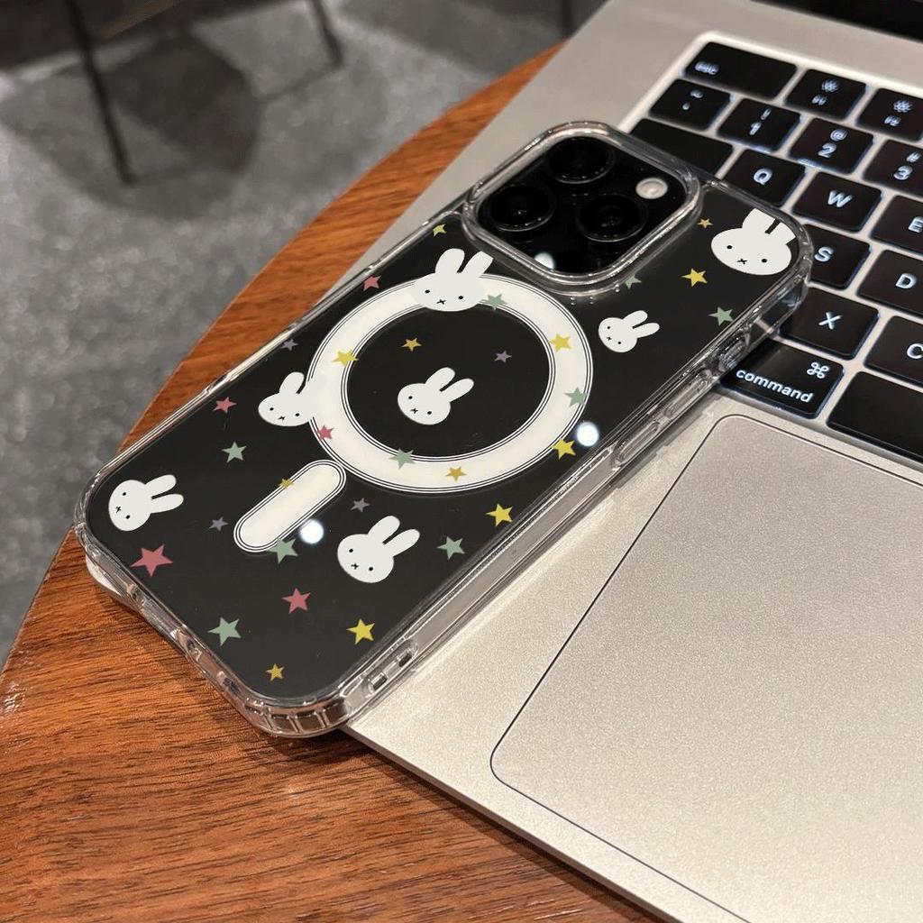 Thỏ nhỏ saoVỏ hút từ trong suốt phù hợp với vỏ điện thoại 17/16 Pro, iPhone 15