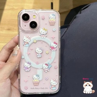 Ốp điện thoại trong suốt có nam châm hình bánh mèo dễ thương cho iPhone 15 16 17 11 12 13 14 Pro Max XR Xs Max 8 7 Plus