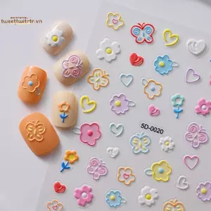 TRTR Dopamine Màu Giảm Móng Tay Stiers Hoạt Hình Dòng Hoa Hồng Ngọt Ngào Phong Cách Dễ Thương Móng Tay Stier Móng Tay Nghệ Thuật DIY Trang Trí VN