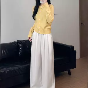 Retro Tencel Jeans Nữ Phong Cách Mới Xuân Thu Yamamoto Quần Eo Cao Drap Thẳng Rời Retro Quần Ống Rộng Hình Quả Lê