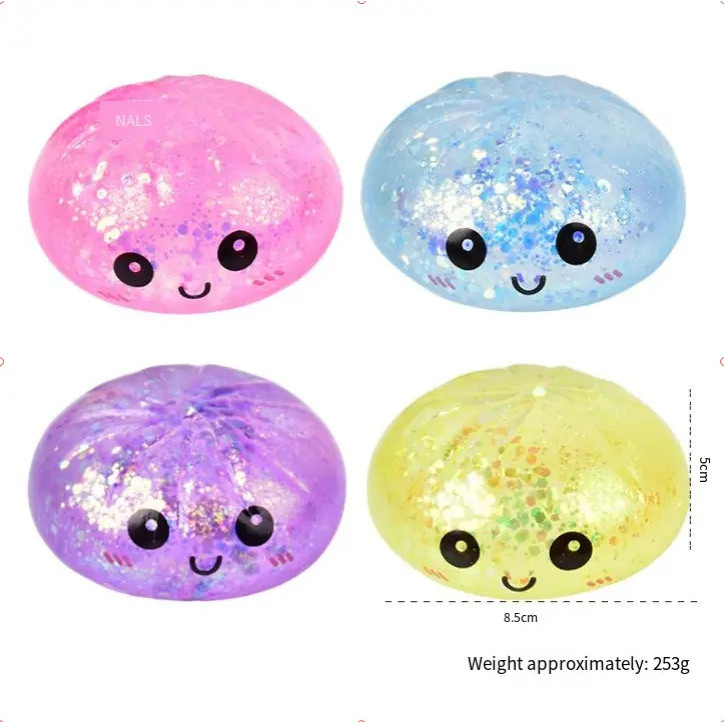 Đồ chơi mềm hình bánh bao lấp lánh VN, Hộp quà bí ẩn, Mô hình thực phẩm mềm màu sắc tươi sáng, Đồ chơi cảm giác bóng bóp giảm căng thẳng.