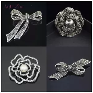 AqToCna Vintage Kim Cương Giả Ngọc Trai Nơ Trâm Cài Tính Khí Đa Năng Quần Áo Dành Cho Nữ Trang Sức Phụ Kiện Quà Tặng AqToCna