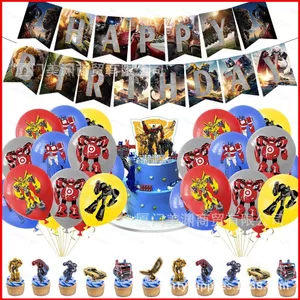 ST2 Transformers chủ đề trẻ em trang trí tiệc sinh nhật biểu ngữ bánh topper bóng bay xoáy bộ cung cấp TS2