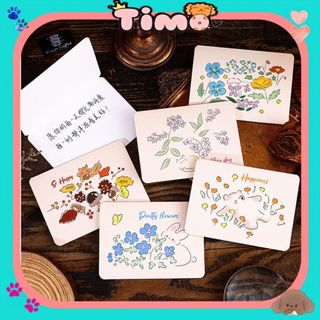 Thiệp Chúc Mừng Cute Hoa Lá Hoạt Hình Mini Dễ Thương Viết Tay Tặng Bạn Bè Người Yêu Timo GQ48