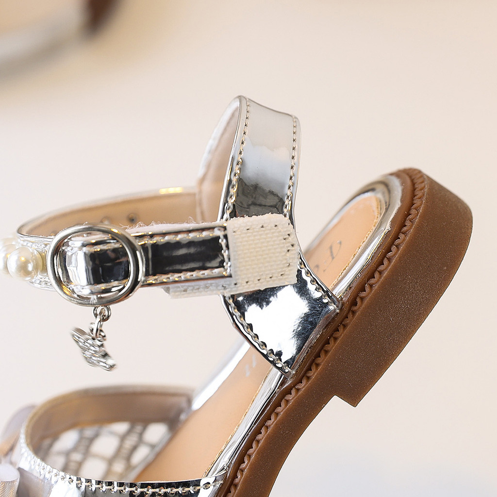Giày sandal bé gái lưới ngọc nơ, đế mềm êm chân, chống trượt, dễ mang đi chơi mùa hè