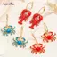 AqToCna Vàng Đi Biển Vòng Bông Tai Nữ Men Tôm Hùm Cua Mặt Dây Chuyền Trang Sức Mùa Hè Boho Phụ Kiện AqToCna