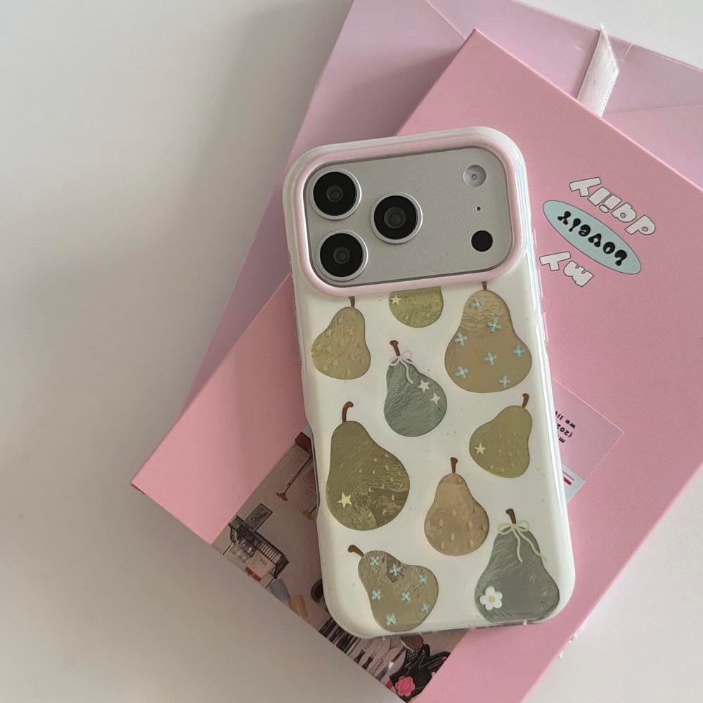 Ốp Lưng Cứng Tương Thích Với iPhone 13 14 14Pro 14ProMax 15 15Pro 15ProMax 16 16Pro 16ProMax 17 17Pro 17ProMax Ốp Họa Tiết Quả Lê Vàng Hoa Cúc