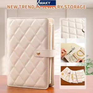 MAKY Da PU Trang Sức Lưu Trữ Sách Dây Kéo Rõ Ràng Nhà Thơ Trang Sức Paaging Hộp Nelace Chất Kết Dính Lưu Trữ Hiển Thị Sản Phẩm Dành Cho Nữ VN
