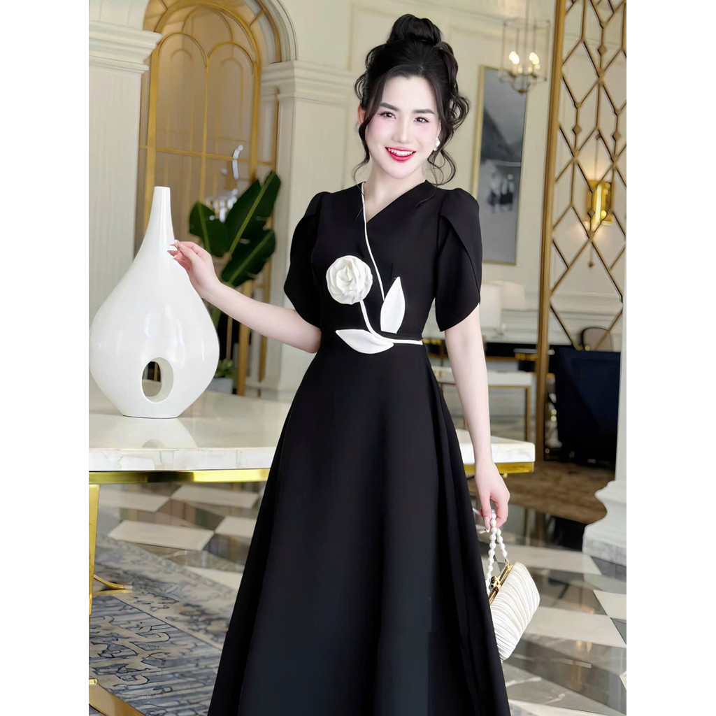 Đầm Nữ Thiết Kế Dáng Dài SANG TRỌNG Họa Tiết Thêu HOA Nữ Tính MẪU MỚI  HIYU 66 STORE
