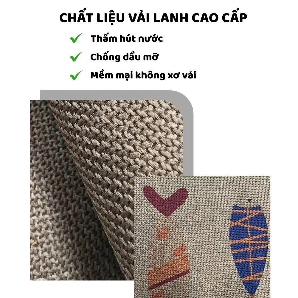Thảm Nhà Bếp HomeMate Vải Lanh Dệt Bộ 2 Tấm, Siêu Thấm Nước Chống Trượt Decor Sàn Bếp Hiện Đại