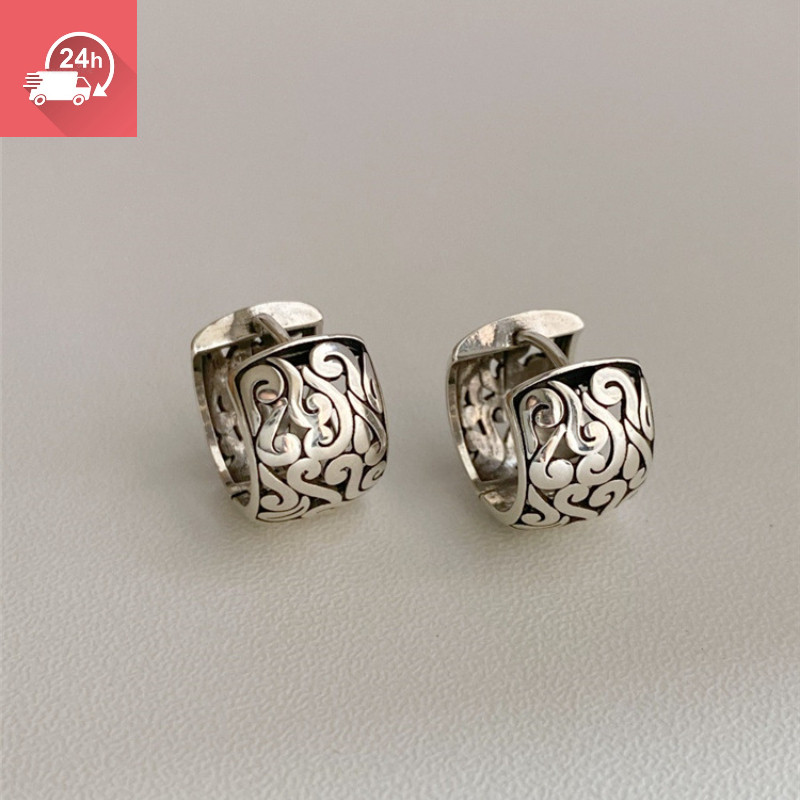 Tính khí cổ điển phong cách Trung Quốc mới 925 rỗng những đám mây may mắn bạc Thái Lan phong cách dân tộc cá tính và đa năng bông tai nữ