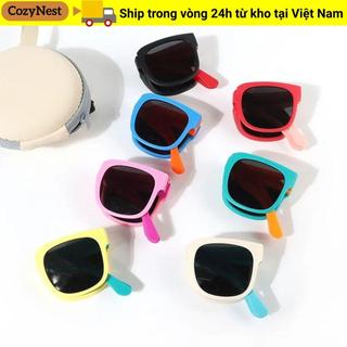 Kính râm có thể gập lại COZYNEST, Kính râm trẻ em ngoài trời UV 400, Sắc thái khung vuông cổ điển cho bé trai và bé gái