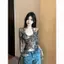 Áo thun dài tay cà vạt không đều dành cho nữ mùa thu Mỹ Hot Girl Halterneck Thiết kế hàng đầu Áo sơ mi đáy Niche Trận đấu bên trong