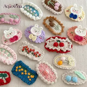 AqToCna Ngọt Ngào Hoạt Hình Dễ Thương Phong Cách Mục Vụ Kẹp Tóc Cô Gái Len Móc Hoa Thỏ Trẻ Em BB Kẹp Handmade Dệt Kim Phụ Kiện Tóc AqToCna