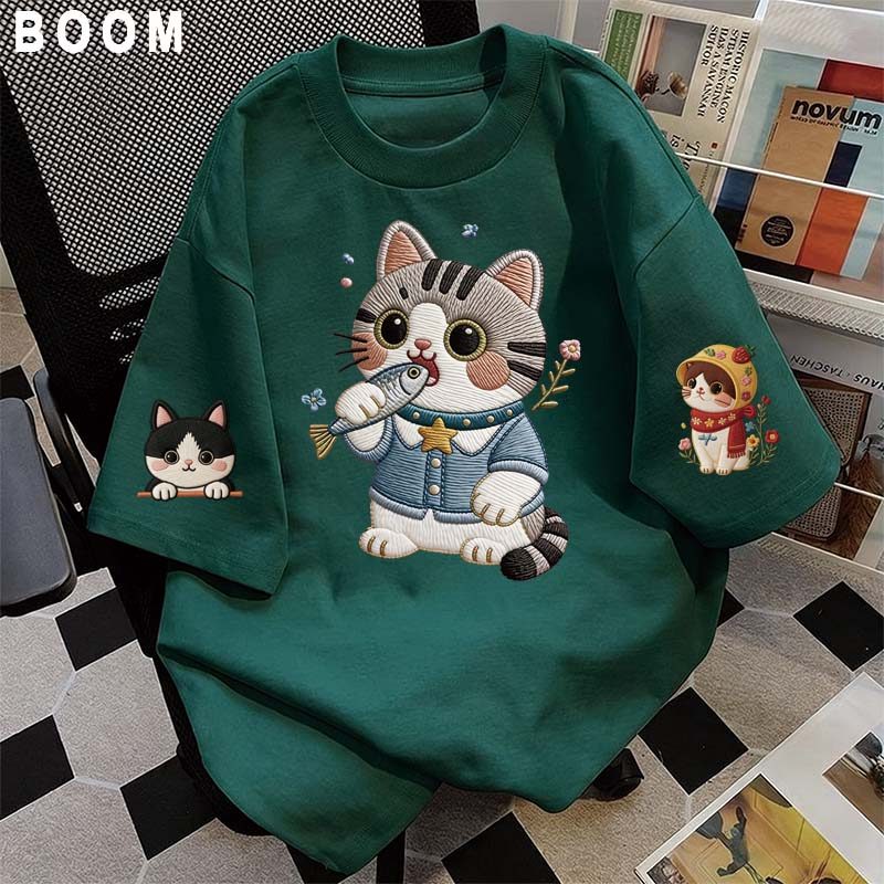 Áo thun chữ thêu nữ kiểu hàn quốc form rộng tay lỡ cổ tròn cotton mát - hè hot trend in cách dễ thương- Local brand #08