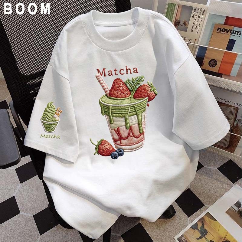 Áo thun chữ thêu nữ kiểu hàn quốc form rộng tay lỡ cổ tròn cotton mát - hè hot trend in cách dễ thương- Local brand #21