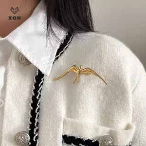 Trâm cài hình chim cổ điển bằng thép không gỉ - Trang sức dự tiệc và quà tặng đáng yêu