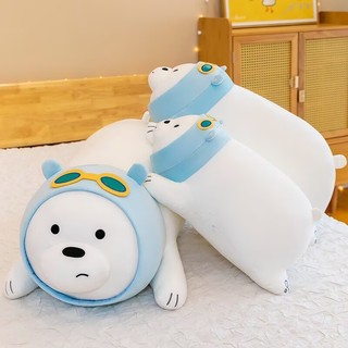 Gấu Bông We Bare Bear Quấn Khăn Xanh đeo Kính Cao Cấp, Quà Sinh Nhật Dành Tặng Người Yêu Và Con Cái