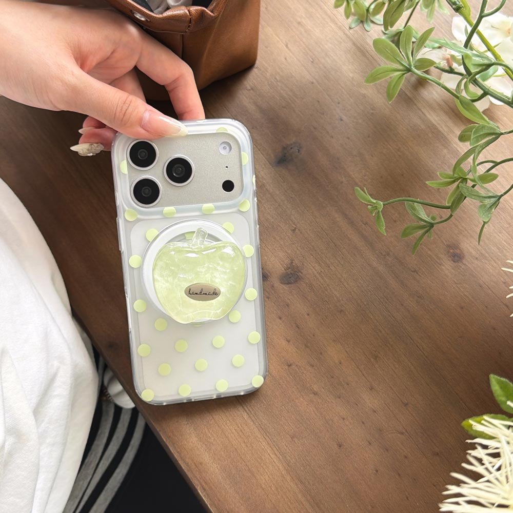 Ốp Lưng Cứng Tương Thích Với iPhone 13 14 14Pro 14ProMax 15 15Pro 15ProMax 16 16Pro 16ProMax 17 17Pro 17ProMax Ốp Nam Châm Họa Tiết Chấm Bi Xanh Mờ