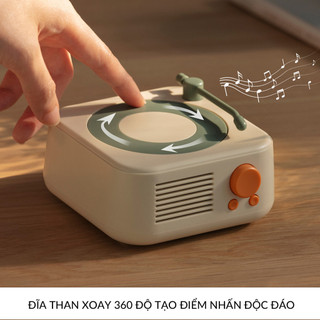 Loa Bluetooth Đĩa Than Xoay Vintage Round X17 Pin 800mAh Để Bàn Trang Trí