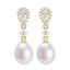 Bông tai ngọc trai nước ngọt tự nhiên vàng 18K, thiết kế siêu nhỏ với viên zircon sang trọng - Q31Q