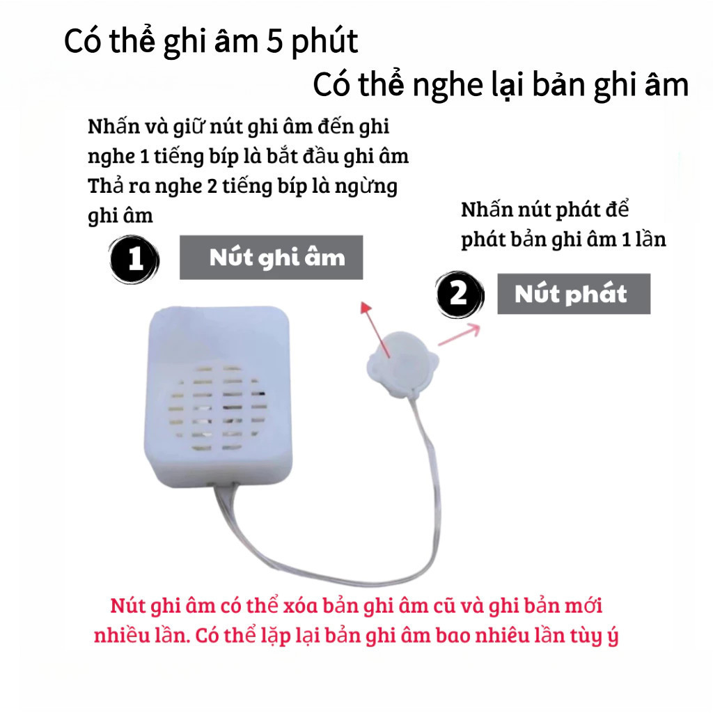 【COD】Máy ghi âm cho thú nhồi bông âm thanh sang trọng, ghi âm giọng nói trung thực, phù hợp làm quà tặng cho trẻ em.