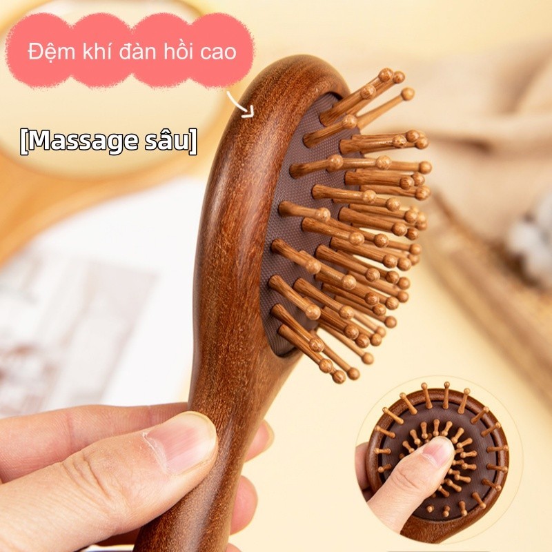 Lược Gỗ Đàn Hương Massage - Tự Nhiên, Giảm Căng Thẳng, Tăng Tuần Hoàn Máu, Quà Sức Khỏe & Bản Thân