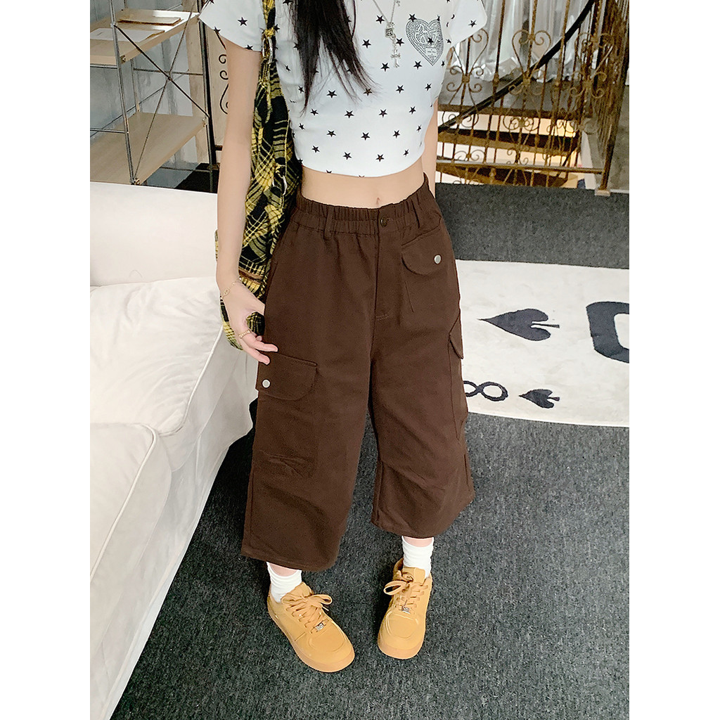SUXI Mùa hè mới - Quần Crop retro nữ, thoải mái hàng ngày 260423