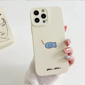 Ốp lưng iPhone họa tiết cá xanh silicone lỏng mềm mại dành cho iPhone 11 12 13 14 15 16 17 Pro Max IP 7 8 Plus X XS XR