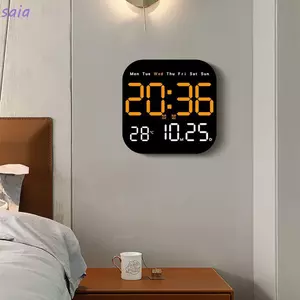 Đồng hồ treo tường điện tử SAIA, Đồng hồ LED kỹ thuật số nhiệt độ ngày, Đồng hồ bàn hiển thị DST treo tường đa chức năng cho phòng ngủ