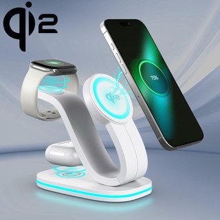 SHEREN Bộ sạc từ tính thanh lịch ba trong một QI2 Thích hợp cho tai nghe giữ điện thoại Apple