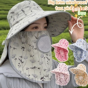 Mũ Trà Chống Nắng Viền Rộng In Hình - Thích Hợp Làm Việc Nông Nghiệp, Chống Gió và Tia UV - Giao Hàng Miễn Phí